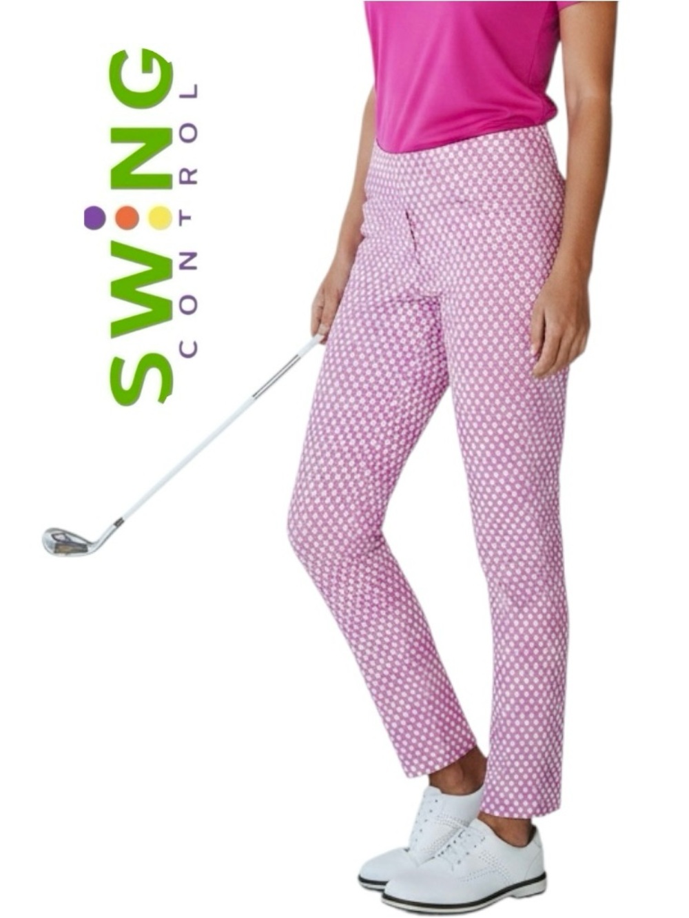 Swing Control Golf Pants Pink Geo Print Master /Tommy/Control Pull On Sz 4
